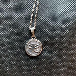 Egyptian Eye of Horus Protection Symbol .5” Medallion Earring & Necklace Set New